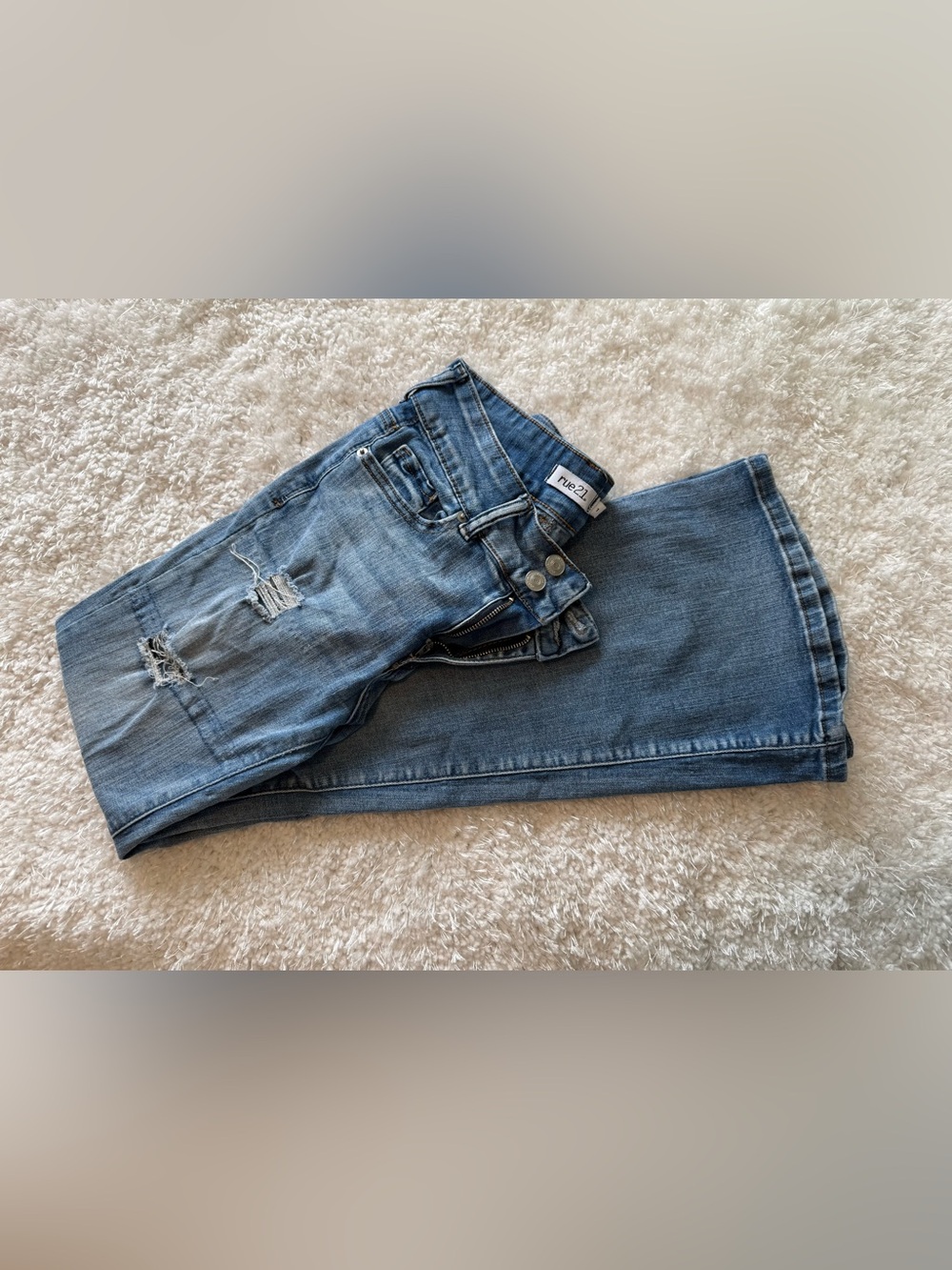 Rue21 Light Blue Distressed Flare Jeans